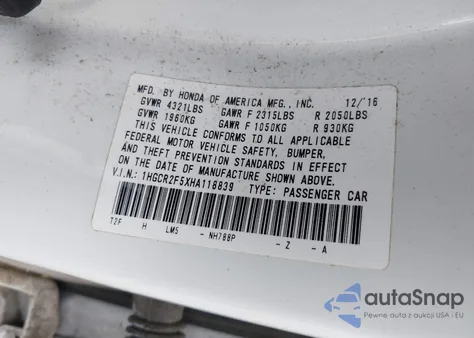 2017 Honda Accord Sport z USA, uszkodzony, nr VIN 1HGCR2F5XHA118839